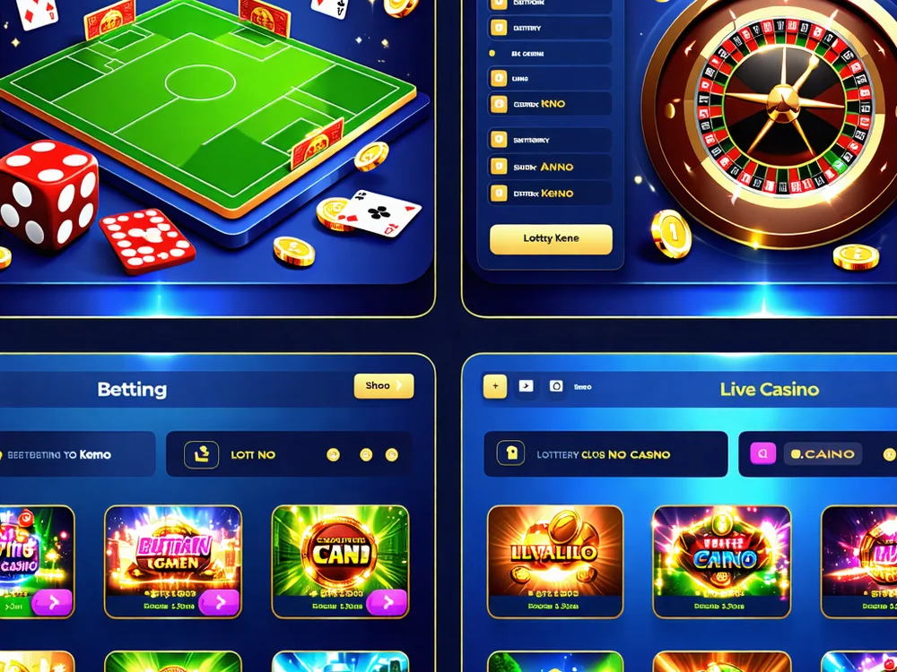 Hình ảnh minh họa sự đa dạng các trò chơi cá cược trên vipwinbest.com, bao gồm biểu tượng thể thao, casino, slot và xổ số