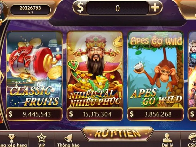Bộ sưu tập game slot đa dạng với đồ họa bắt mắt và biểu tượng jackpot
