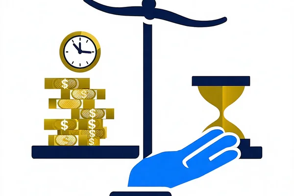 Hình ảnh minh họa khái niệm cá cược có trách nhiệm, với biểu tượng cân bằng, đồng hồ và tấm chắn bảo vệ, thể hiện sự an toàn và kiểm soát