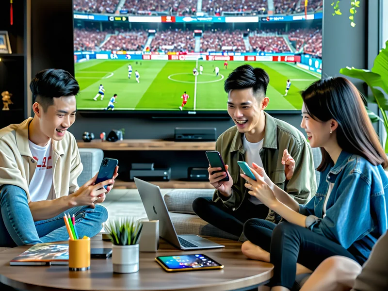 Nhóm bạn bè cùng xem thể thao và đặt cược trên vipwinbest.com